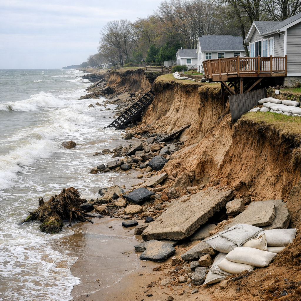 Shoreline Erosion at Sunset